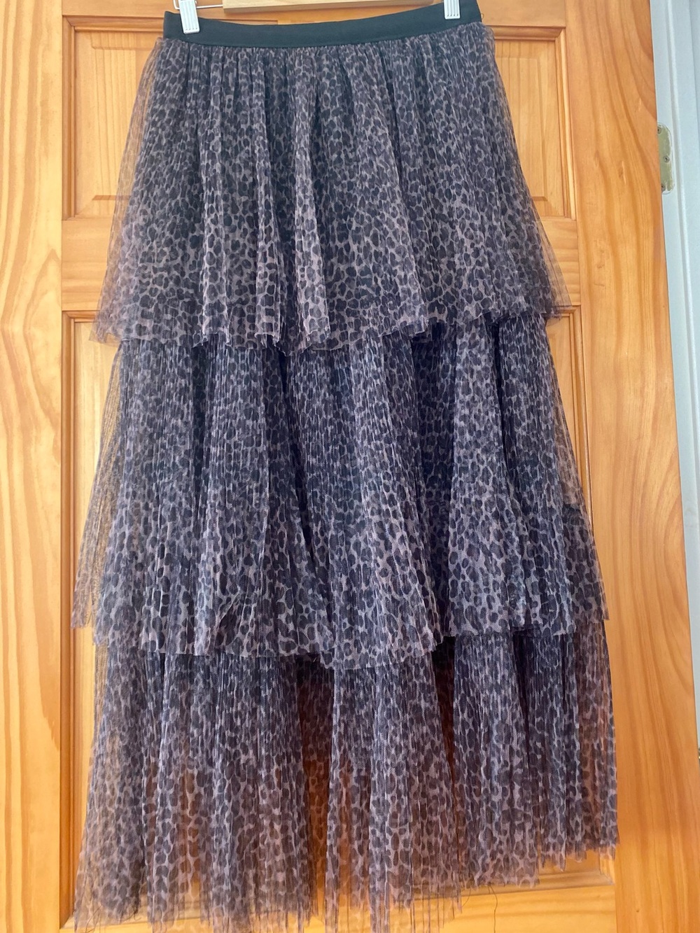 Studio West Leopard Print Tiered Tulle Midi Skirt NWT Balletcore Goth M